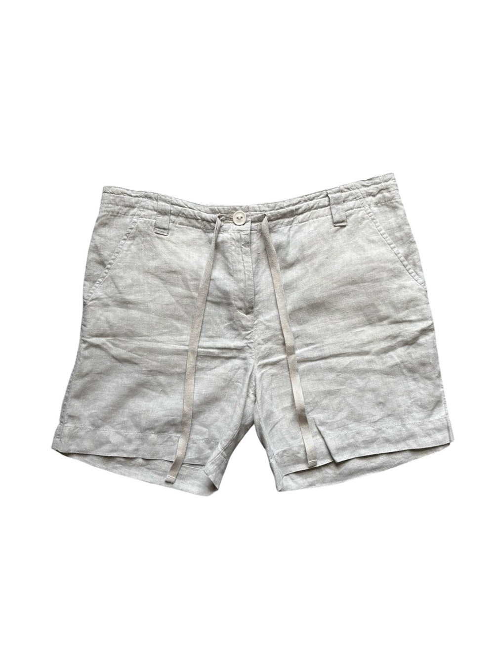 Vintage 90s Talbots Linen Khaki Shorts Coastal Flowy 31”